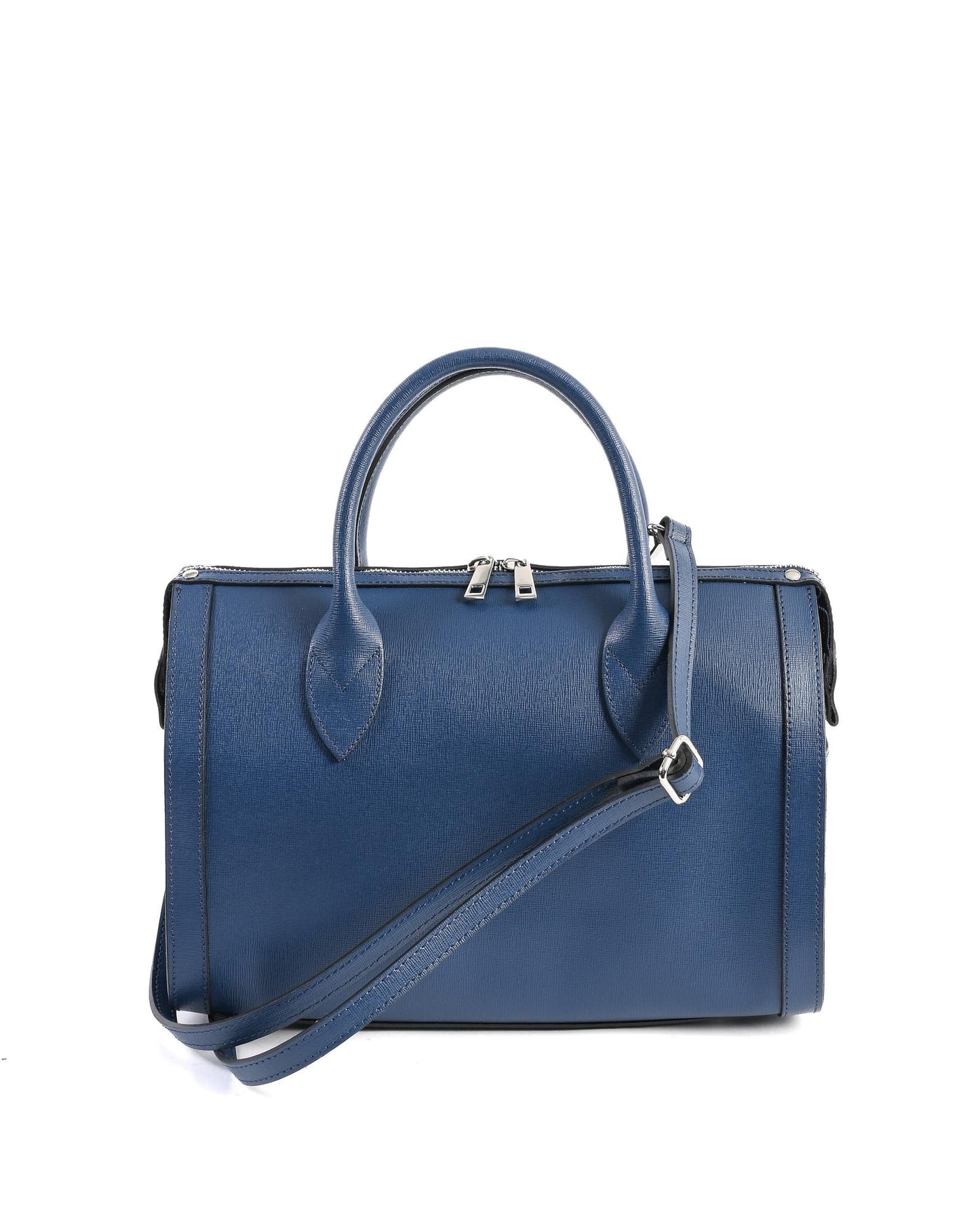 Blue Saffiano Leather Handbag - One Size