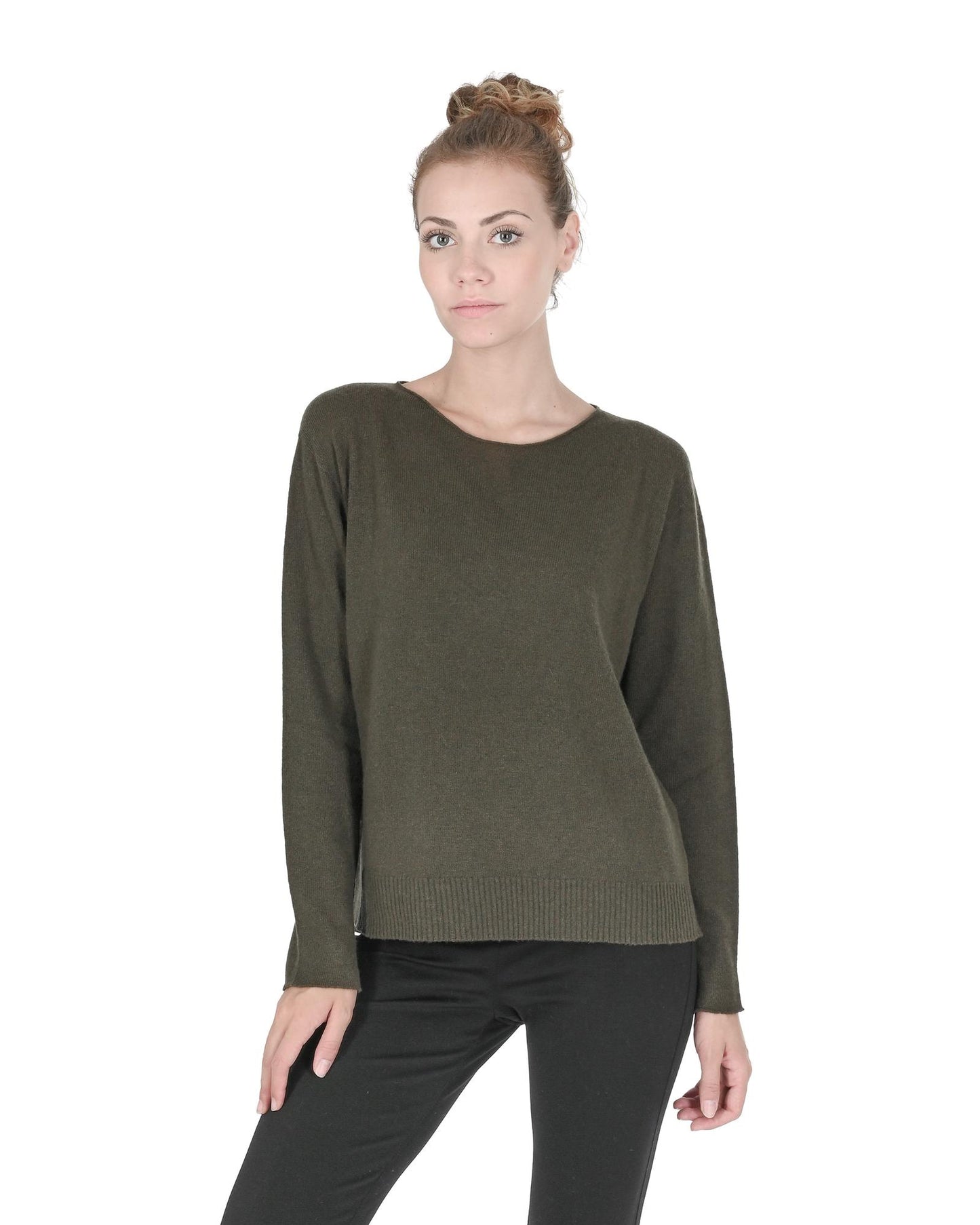 Premium Oversize Cashmere Boatneck Sweater - M