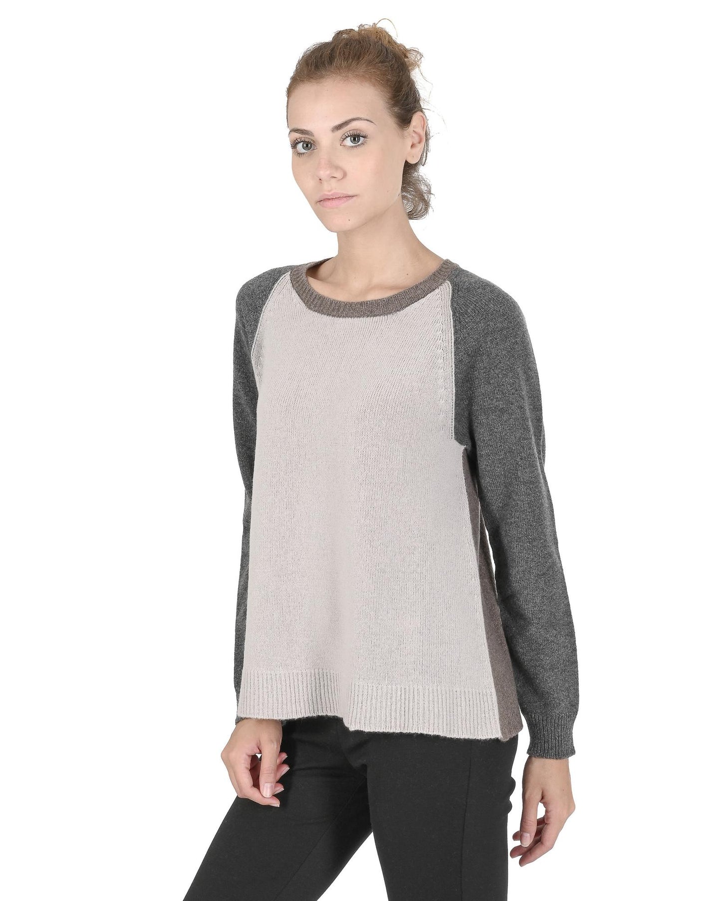 Premium Cashmere Womens Round Neck Sweater - 42 EU