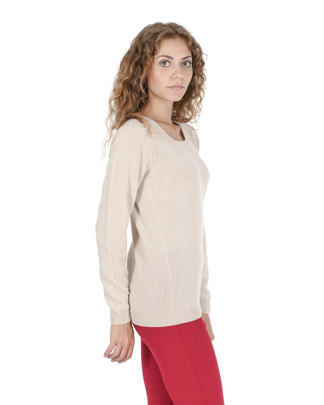 Cashmere Womens Square Neck Sweater - 42 EU