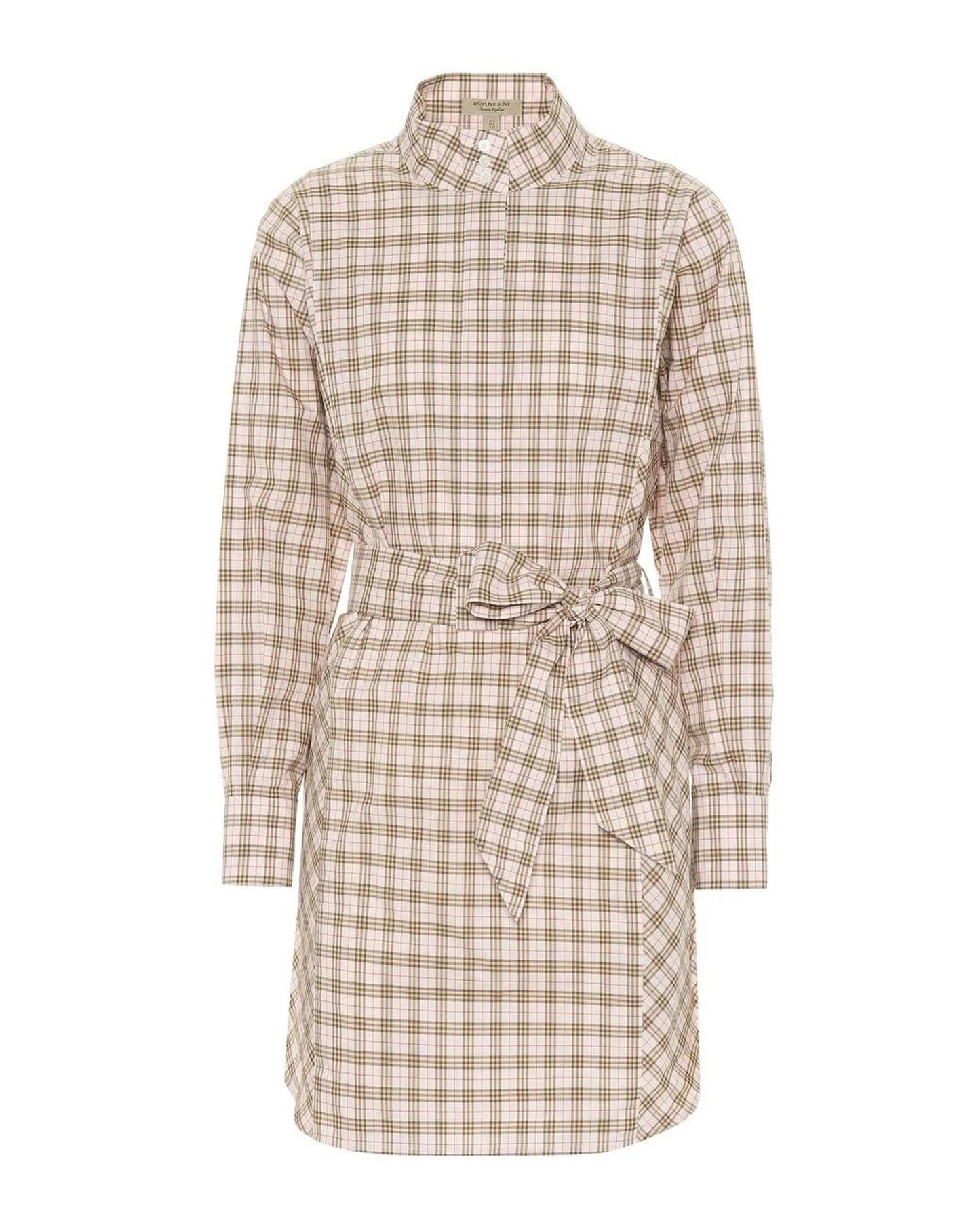 Iconic Check Cotton Shirt Dress with Long Sleeves and Belt 40 IT Women