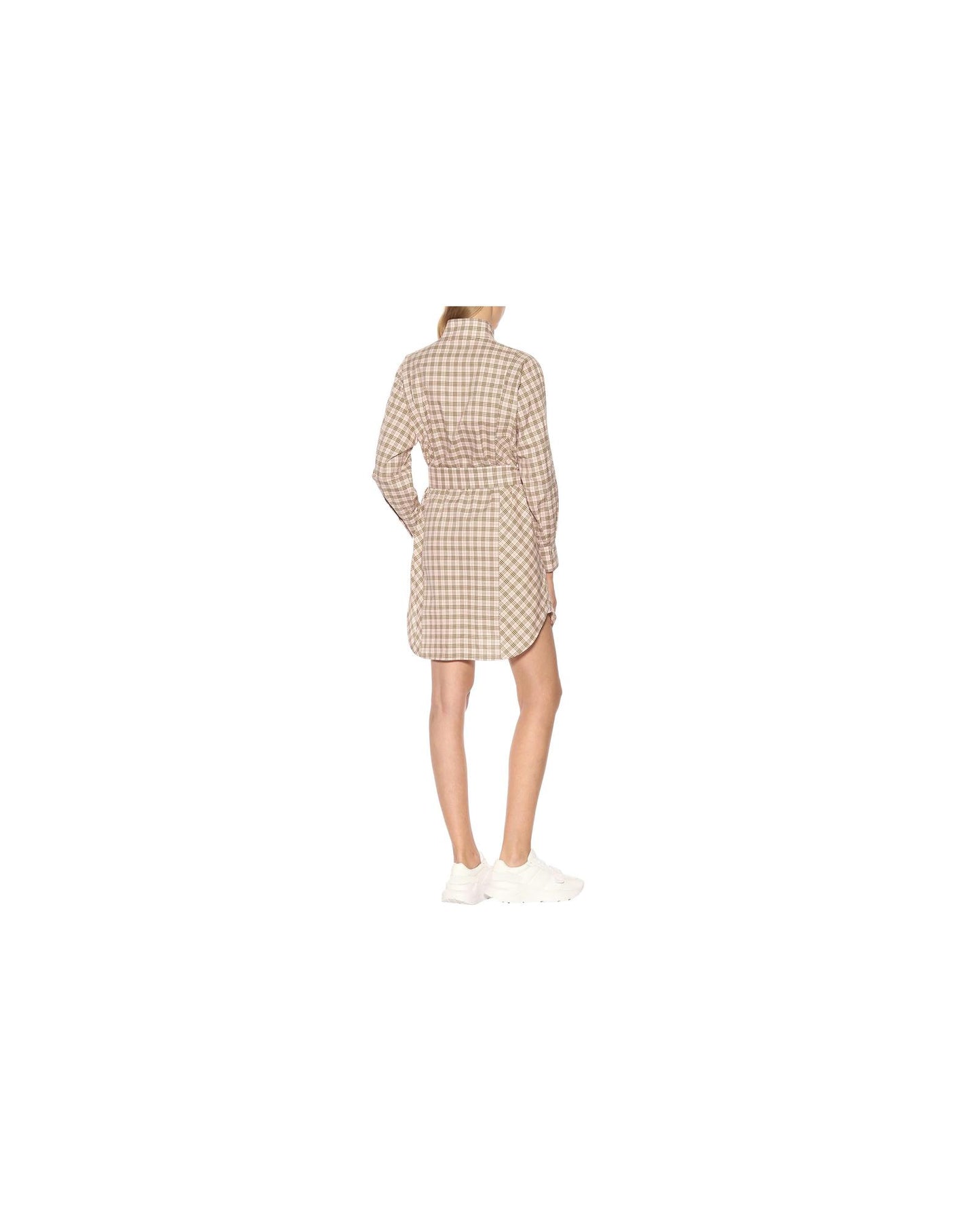 Iconic Check Cotton Shirt Dress with Long Sleeves and Belt 44 IT Women