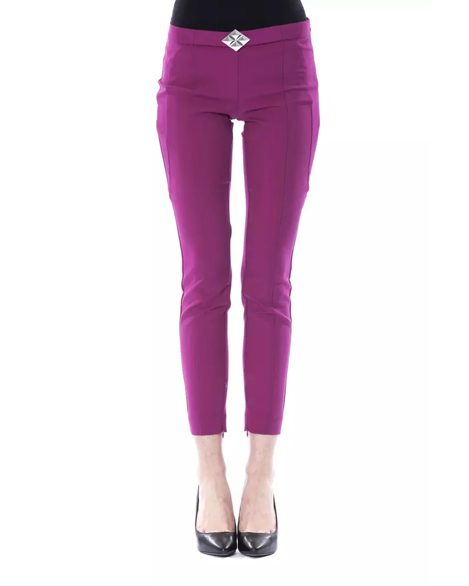 Lateral Closure Skinny Pants with Frontal Application 42 IT Women