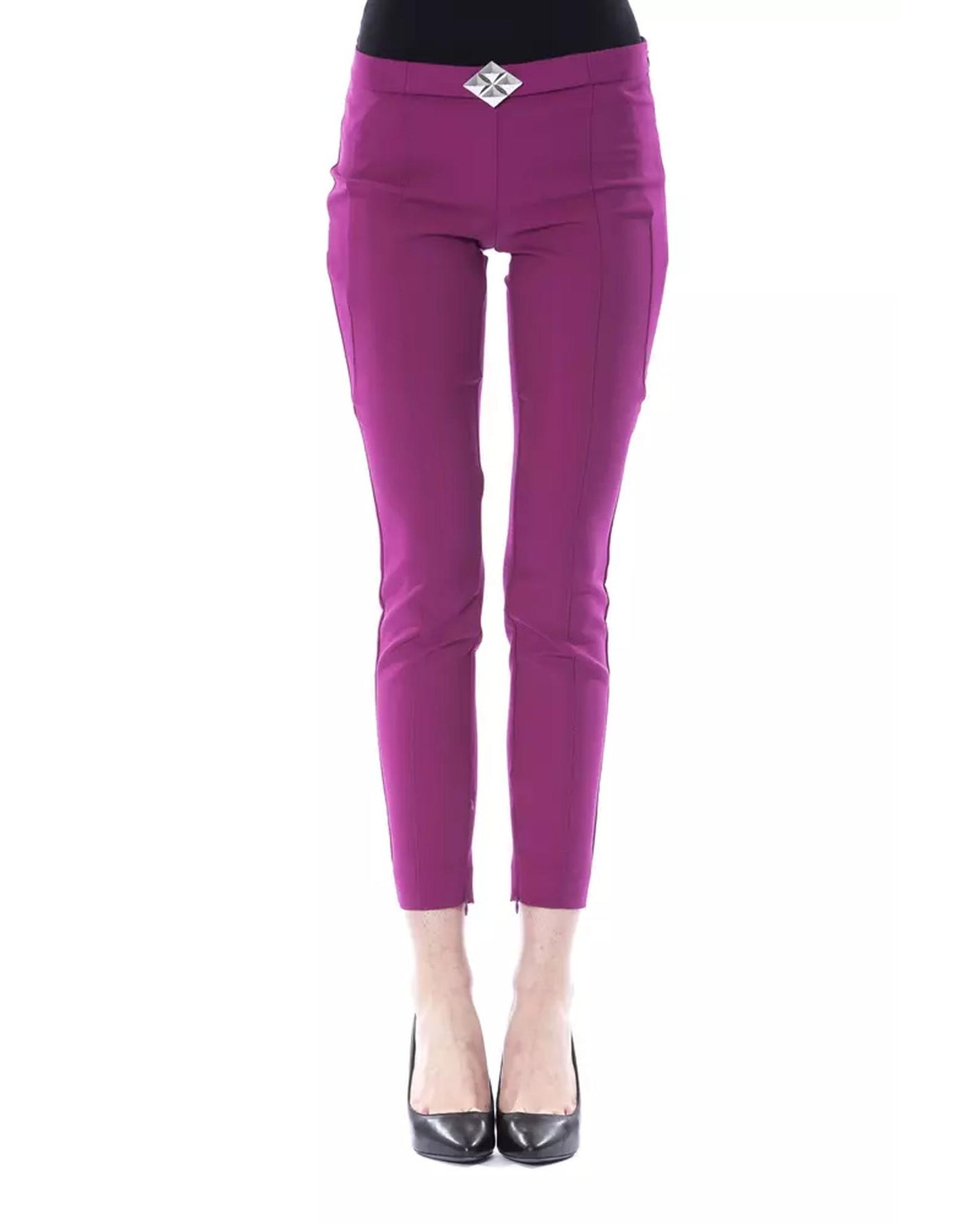 Lateral Closure Skinny Pants with Frontal Application 46 IT Women