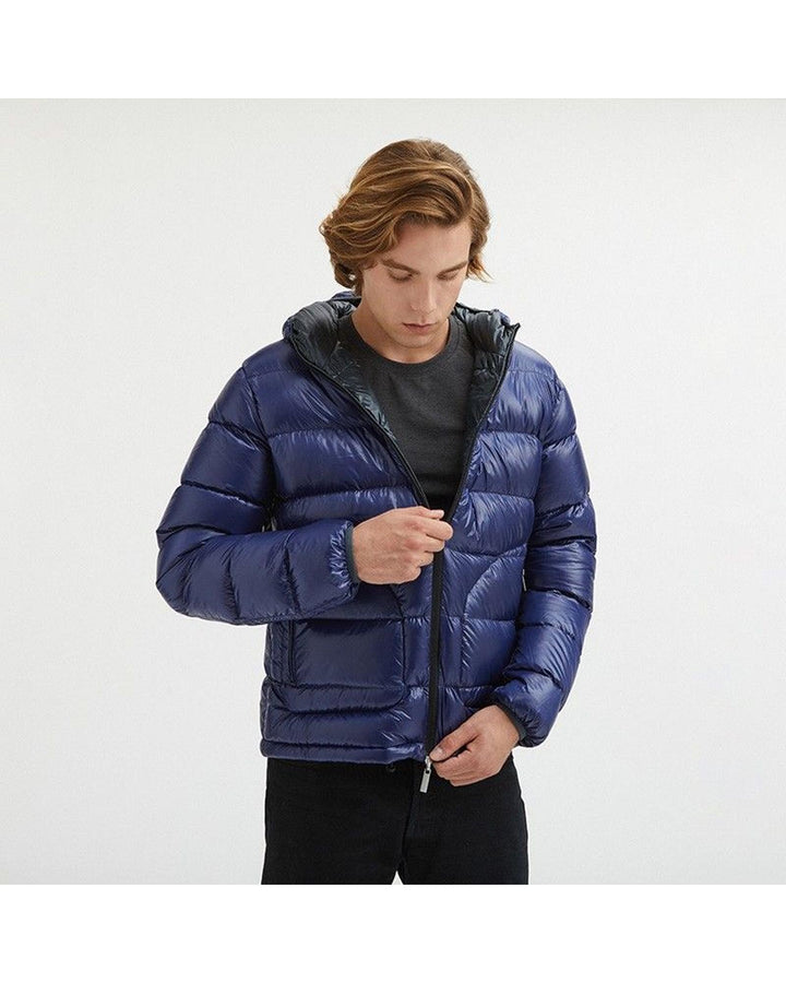 Reversible Hooded Jacket with Zip Closure and Duck Feather Padding S Men