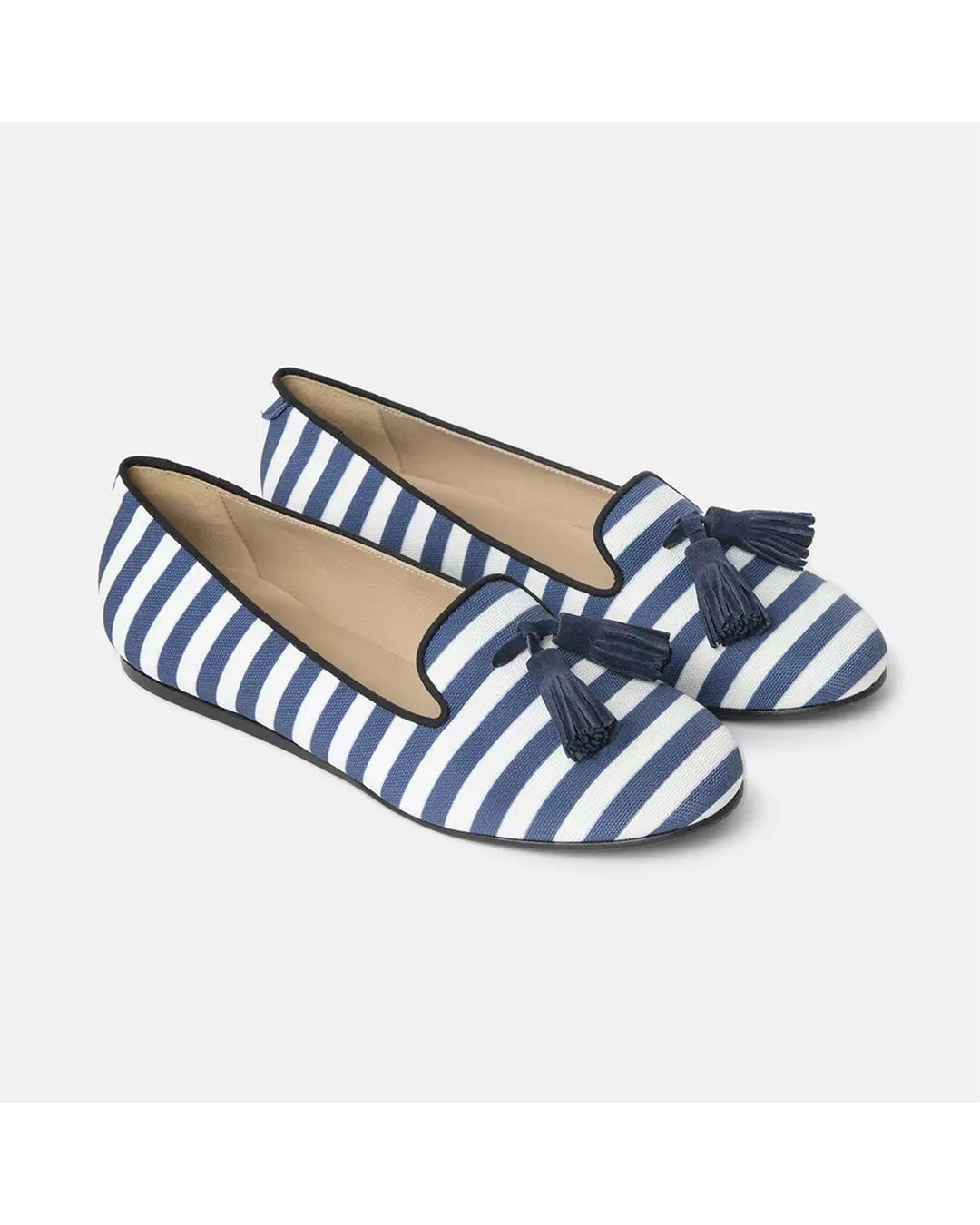 Striped Silk Moccasins with Suede Tassel 36 EU Women