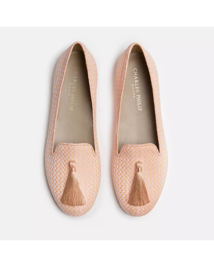 Silk Alba Loafers with Ovalina Detail and Cotton Tassel 38 EU Women