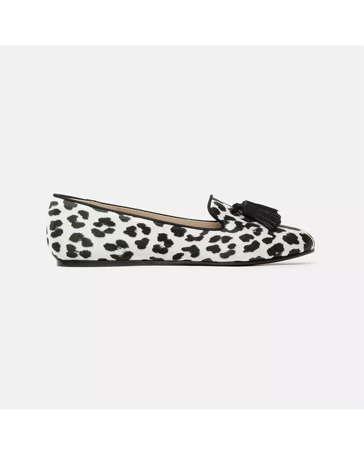 Leopard Print Silk Loafers with Tassel Detail 36.5 EU Women