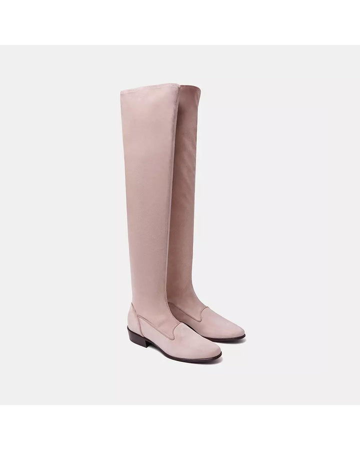 Beige Suede Leather Knee-High Boots 39 EU Women