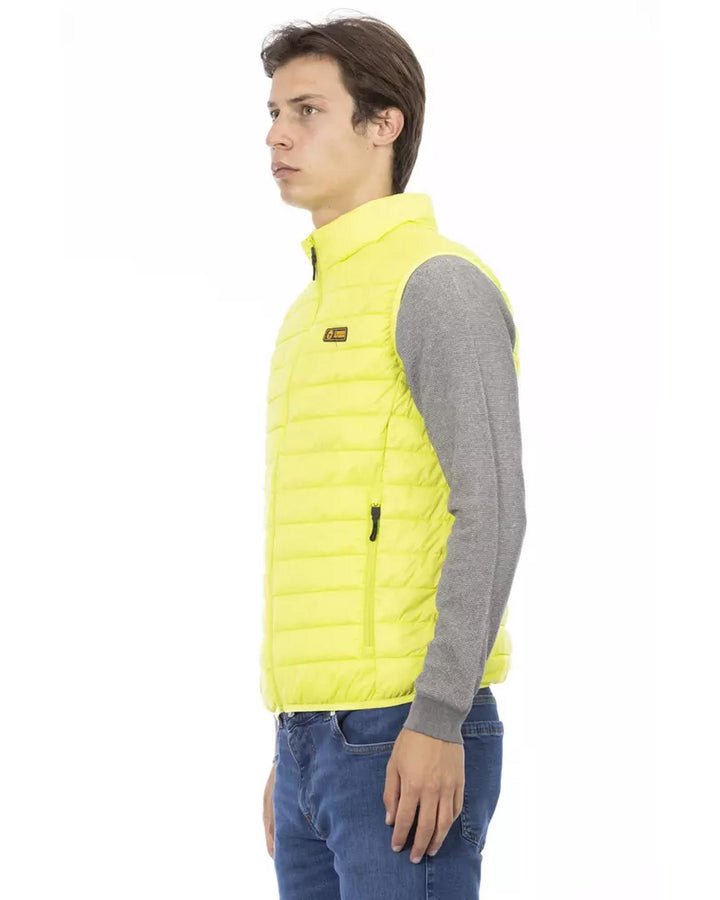 Sleeveless Down Jacket with Functional Pockets and Zipper Detailing S Men