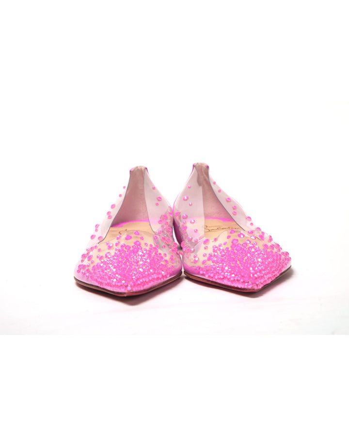 Hot Pink Crystal Embellished Flat Point Toe Shoe 35.5 EU Women