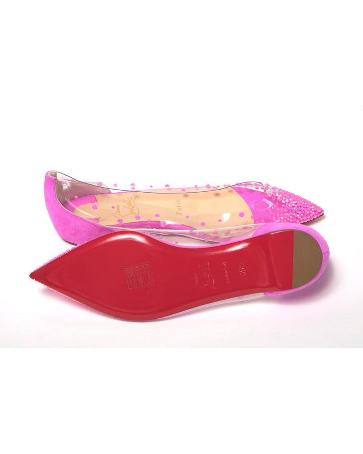 Hot Pink Crystal Embellished Flat Point Toe Shoe 35.5 EU Women