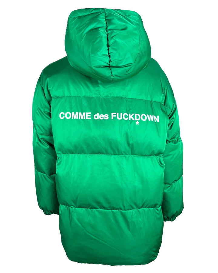 Padded Down Jacket with Hood and Logo Print S Women