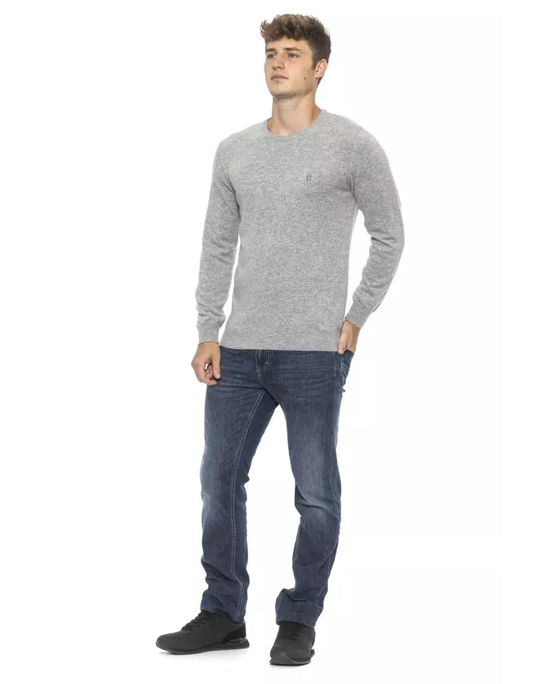 Crew Neck Solid Color Sweater L Men