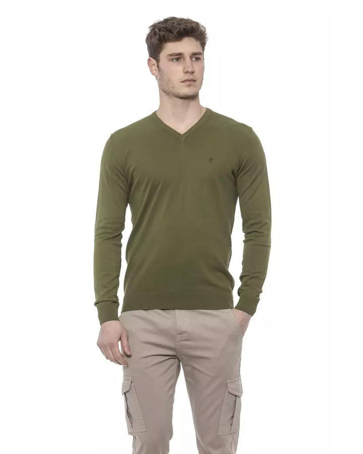 V-Neck Solid Color Sweater L Men