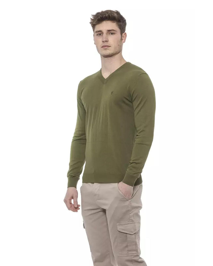 V-Neck Solid Color Sweater L Men