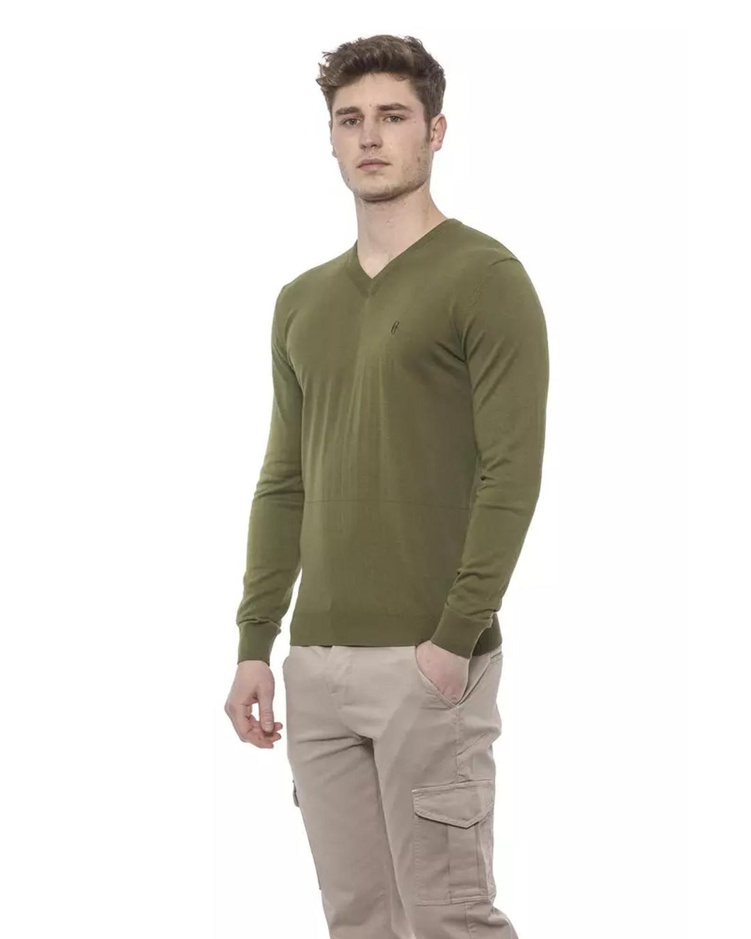 V-Neck Solid Color Sweater M Men