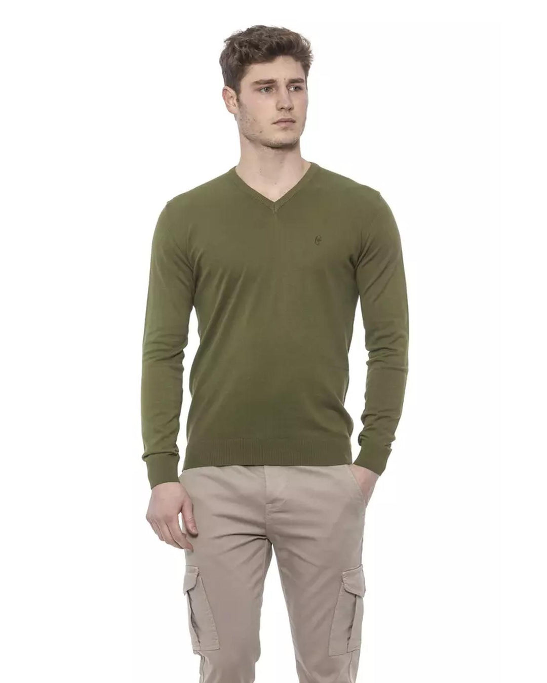 V-Neck Solid Color Sweater S Men