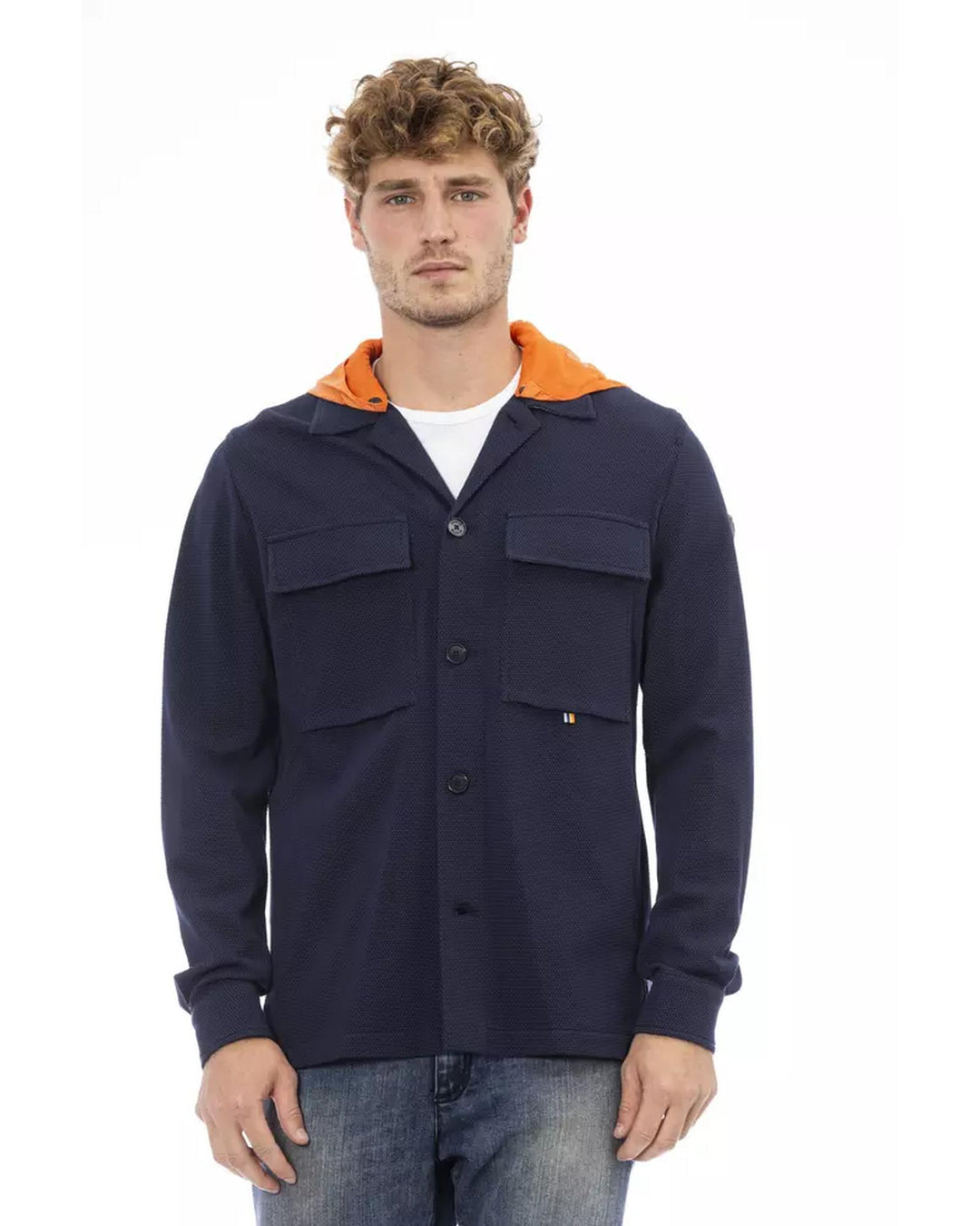 Hooded Waterproof Shirt with Button Closure and Front Pockets 48 IT Men