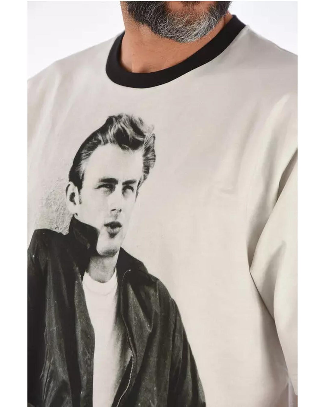 James Dean Print Cotton T-Shirt with Contrasting Embroidery