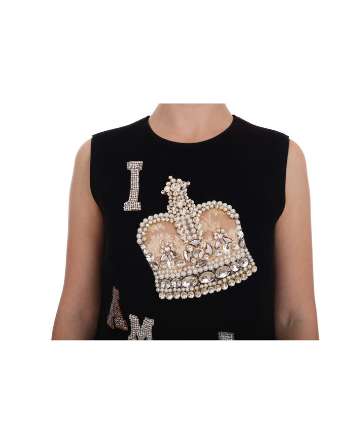 Black Wool Crystal I AM A PRINCESS Dress 44 IT Women