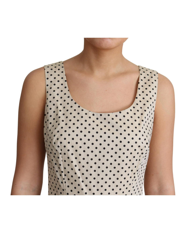 Sleeveless A-line Dress with Polka Dot Pattern 40 IT Women