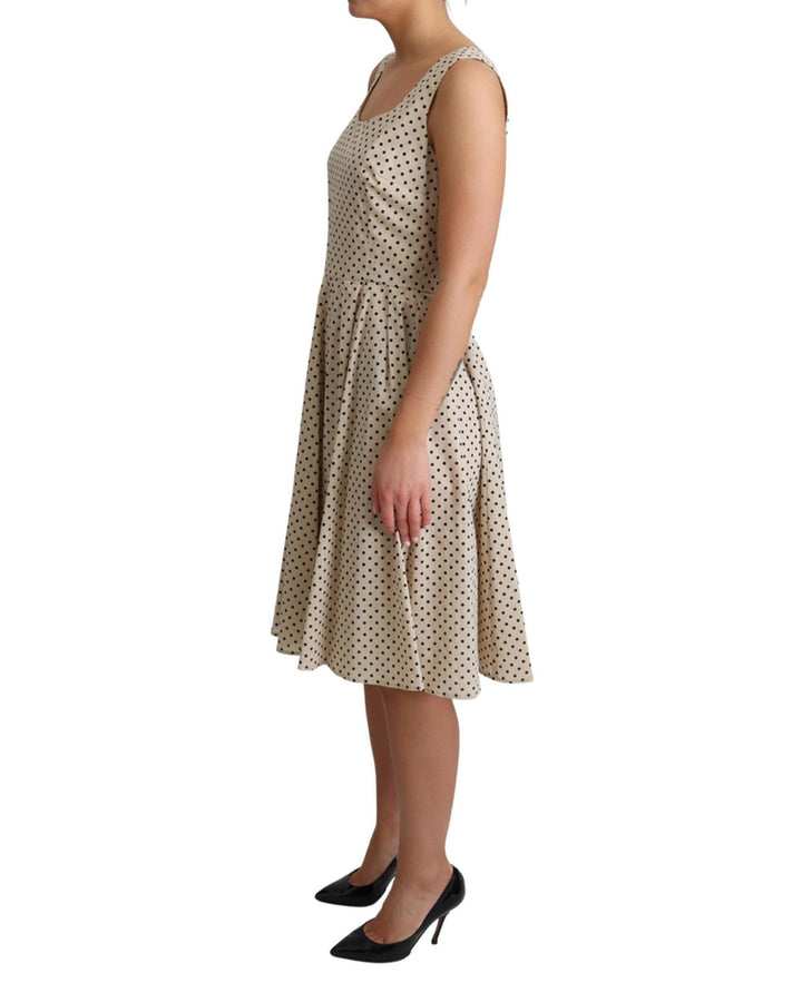 Sleeveless A-line Dress with Polka Dot Pattern 44 IT Women