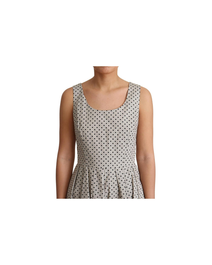 Sleeveless A-line Dress with Black Polka Dots 40 IT Women