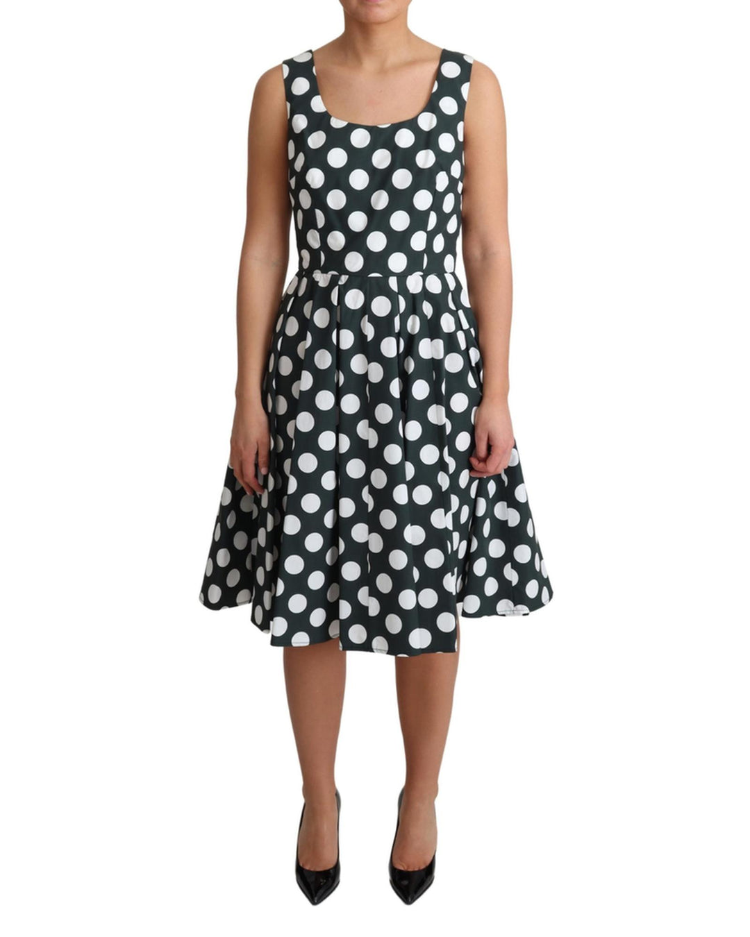 Dolce & Gabbana Sleeveless A-Line Dress with Polka Dots 42 IT Women