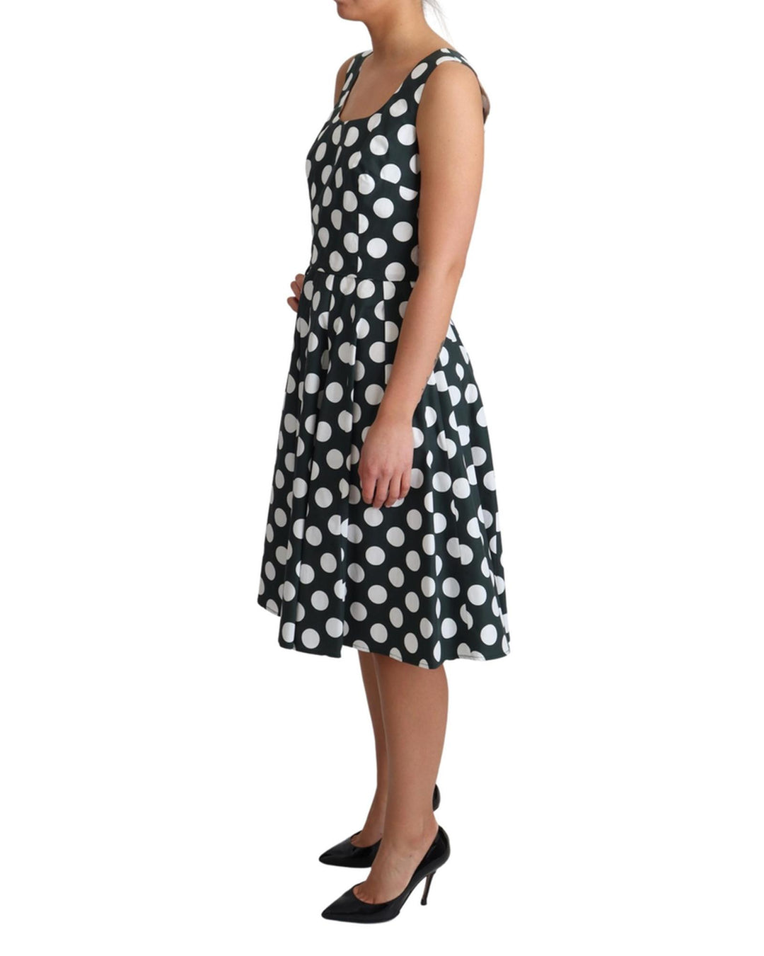 Dolce & Gabbana Sleeveless A-Line Dress with Polka Dots 42 IT Women