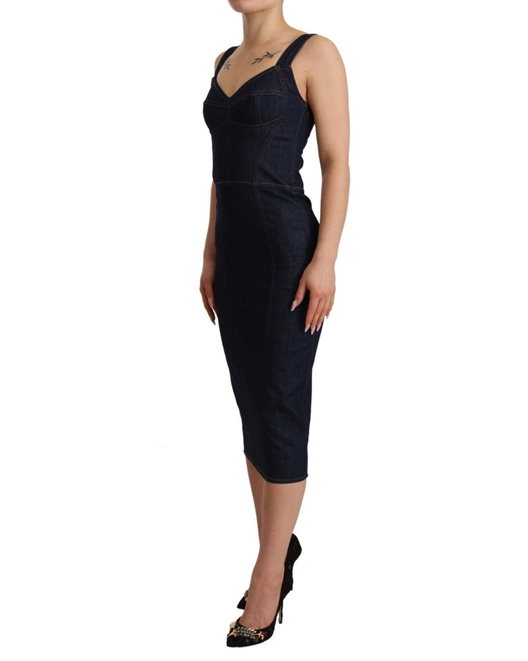 Gorgeous Dolce & Gabbana Denim Sleeveless Sheath Midi Dress 38 IT Women