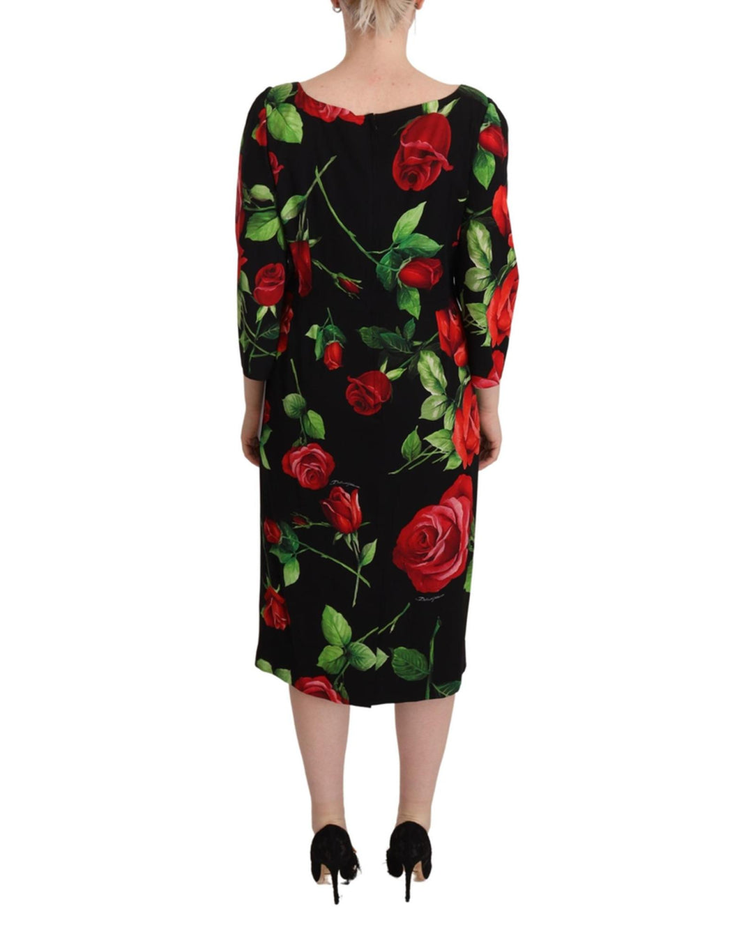 Floral Print Silk Dress with 3/4 Sleeves 36 IT Women