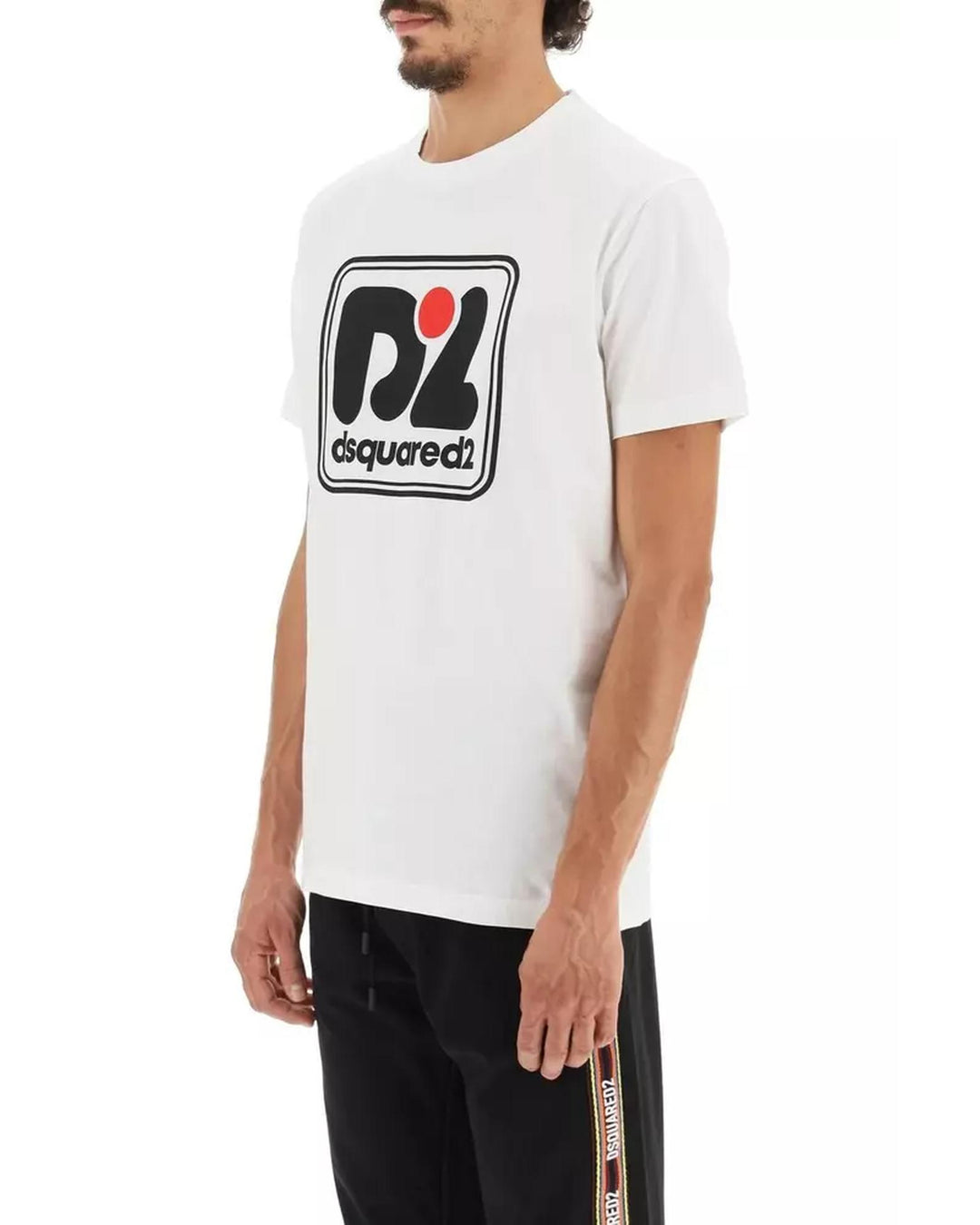 Cotton t-shirt with front print - Crew neck M Men