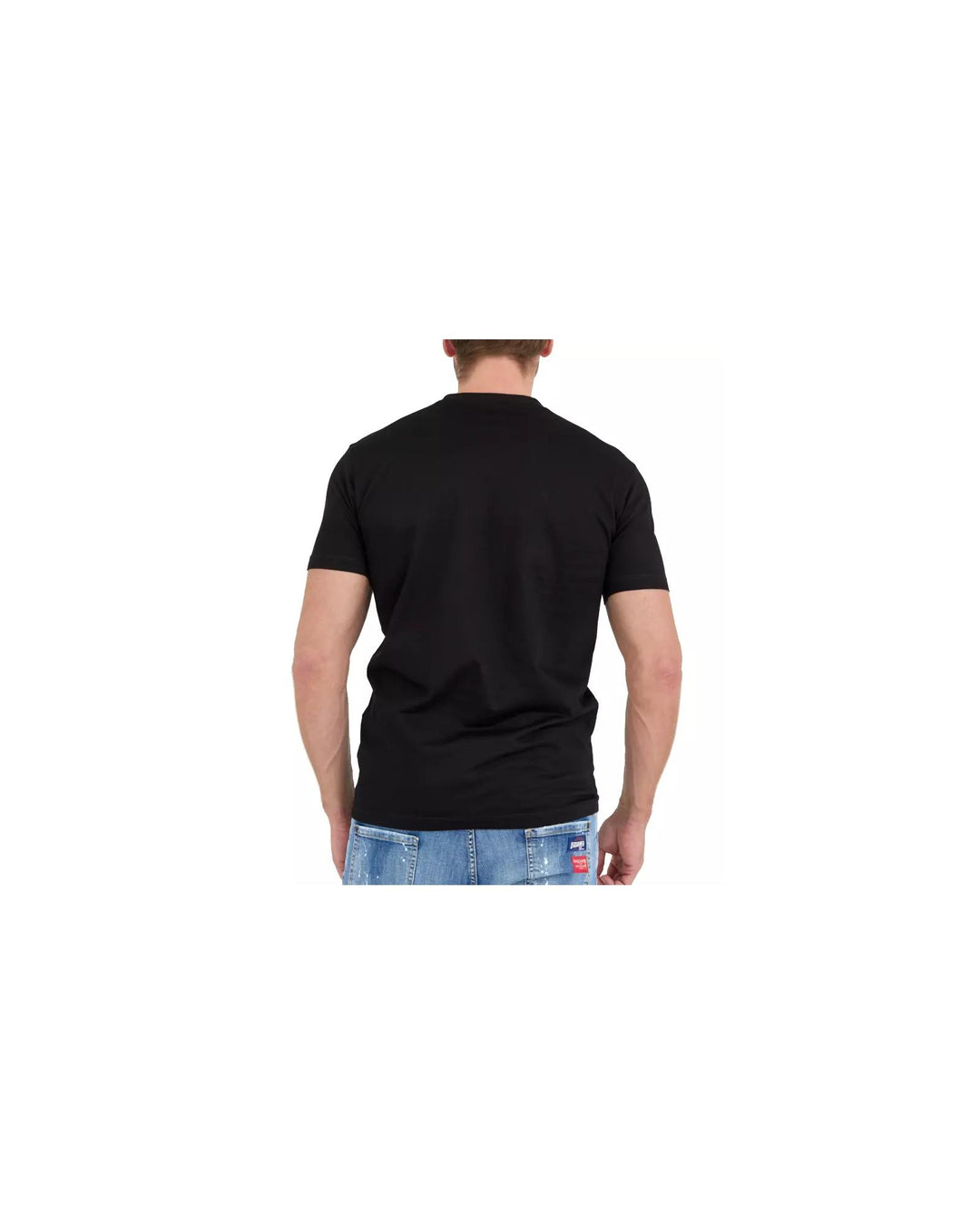 Black Cotton T-Shirt with Contrasting Logo Stamps L Men