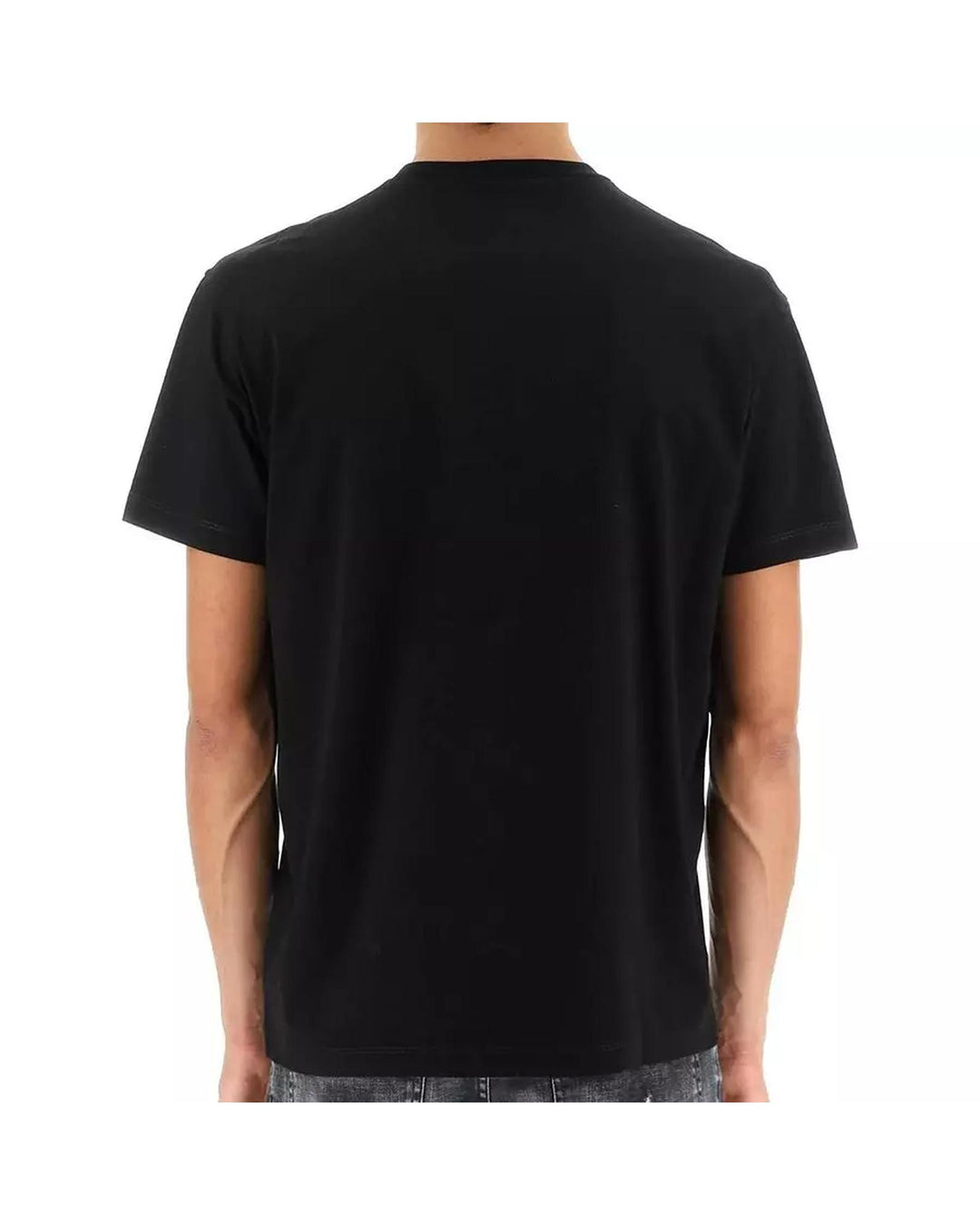 Black Logo Print Cotton T-Shirt with Contrasting Writing 2XL Men