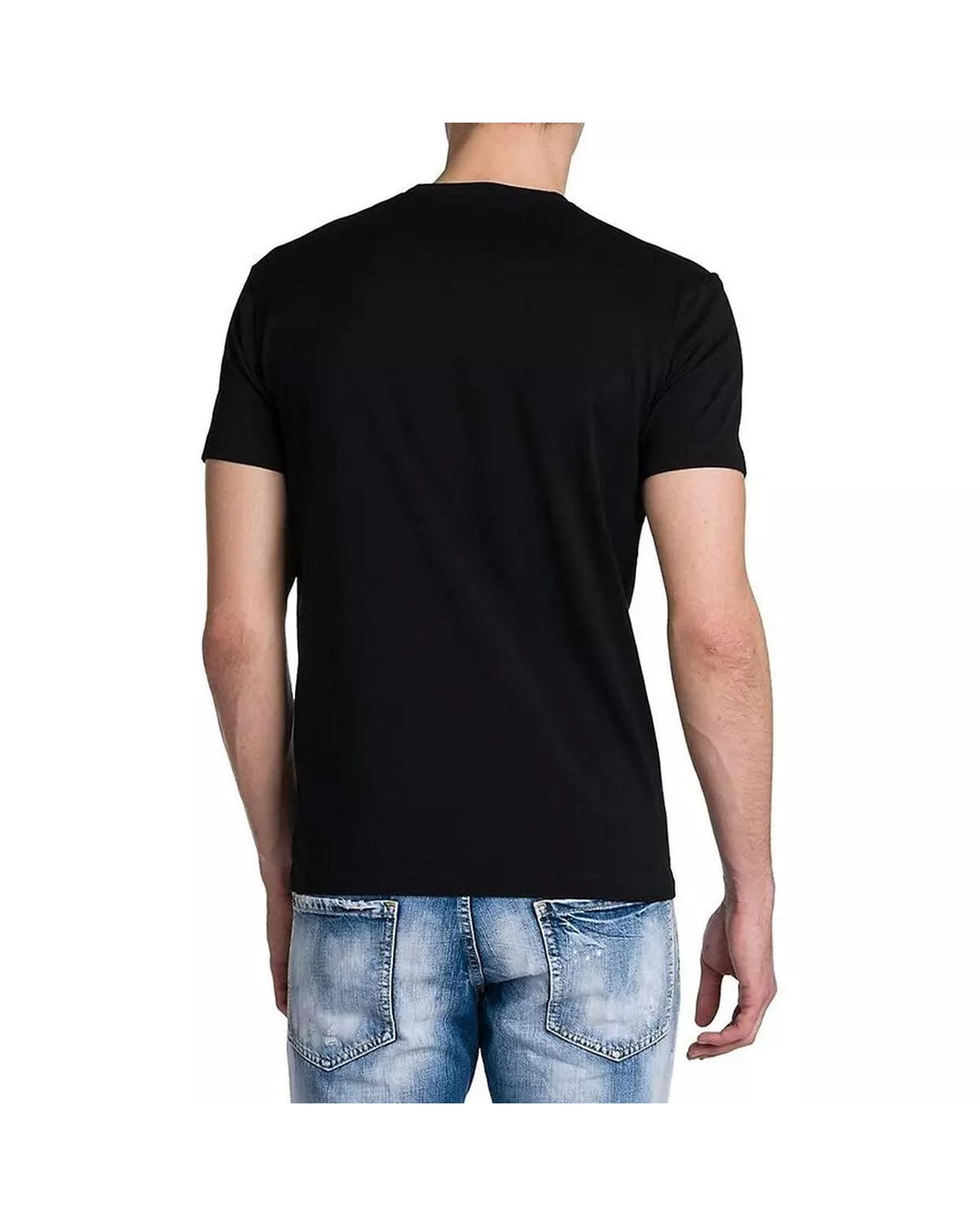 Black Graphic Print Cotton T-Shirt L Men