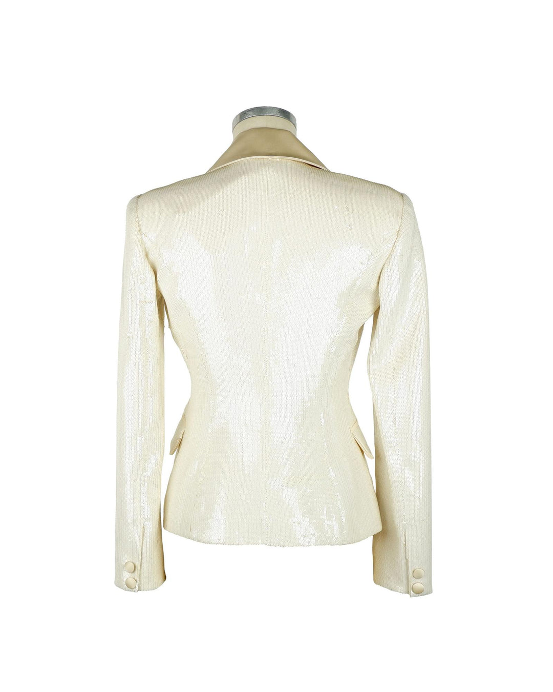 Classic Double-Breasted Sequin Jacket with Pointed Collar and Front Pockets 40 IT Women