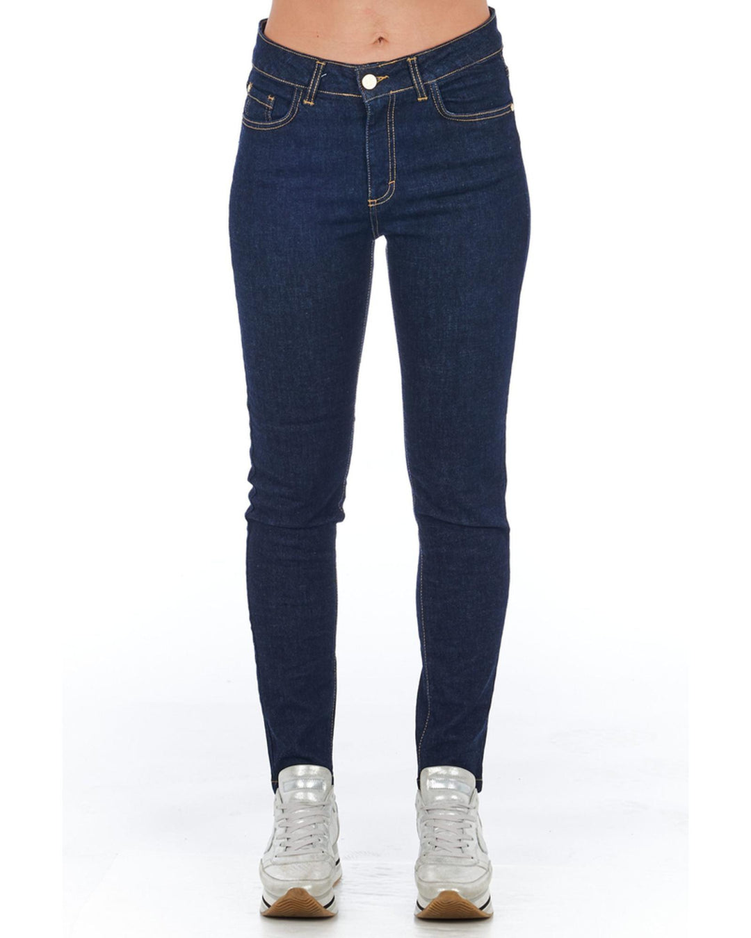 Multi-pocket Denim Jeans with Front Closure W27 US Women