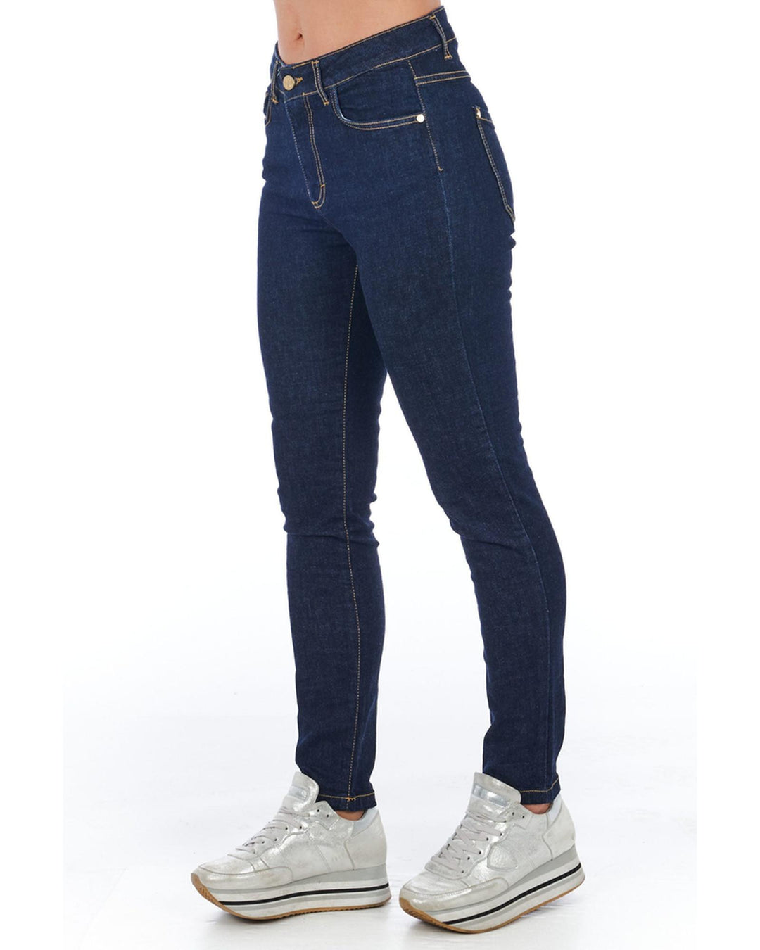 Multi-pocket Denim Jeans with Front Closure W28 US Women