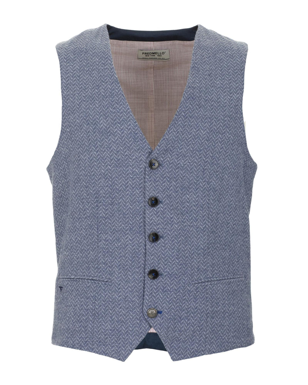 Abstract Motif Stitched Cotton Vest with Button Closure M Men