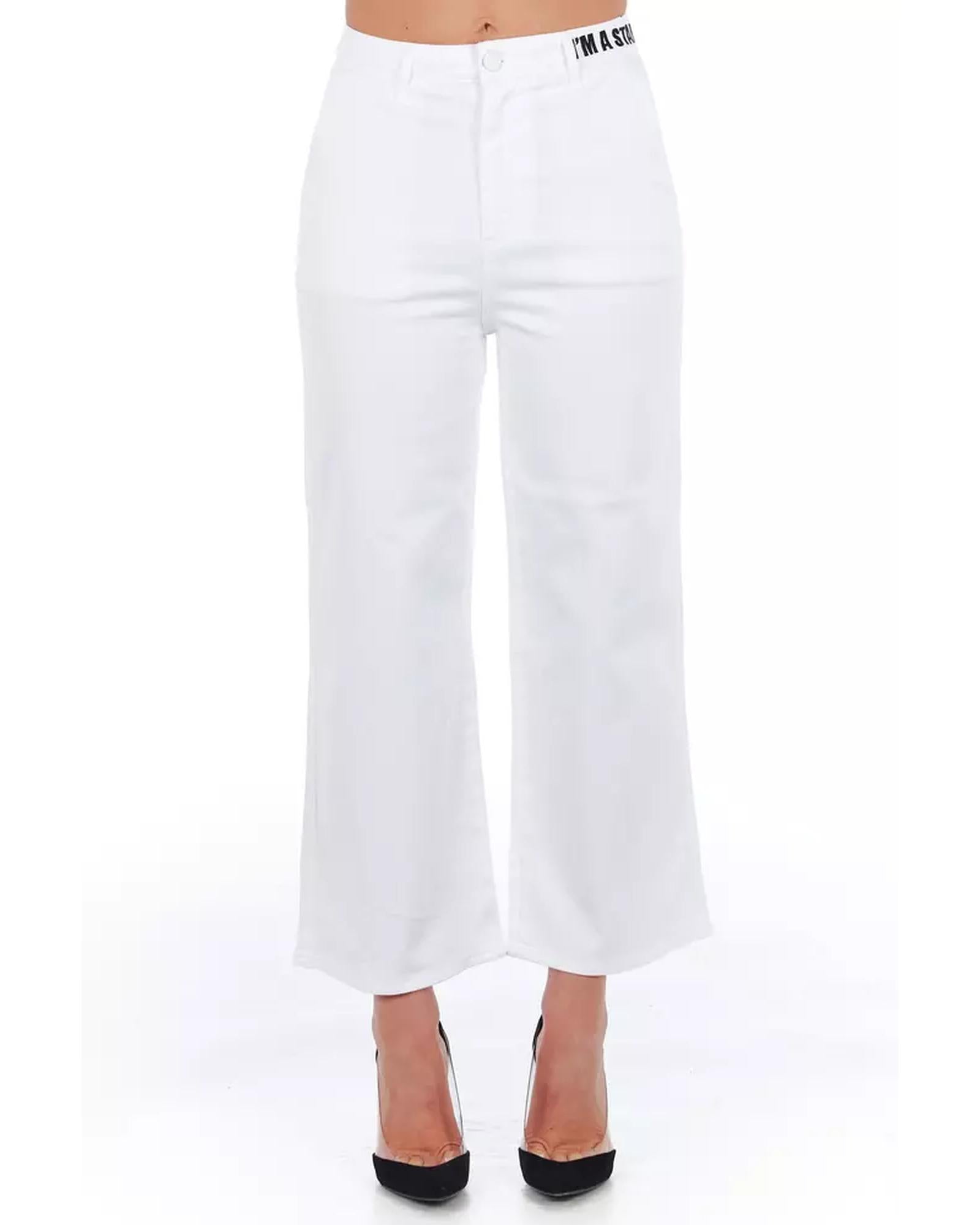 High Waist Cropped Trousers with Multipockets 40 IT Women