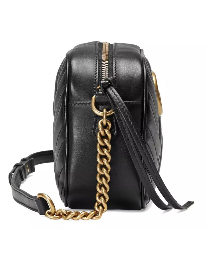 GG Marmont Quilted Leather Shoulder Bag with Chain Strap and Top Zipper Closure One Size Women