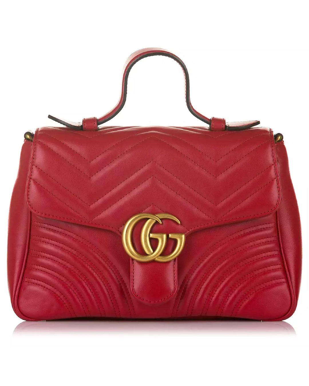 Red Matelasse Leather Marmont Bag with Double G Emblem One Size Women