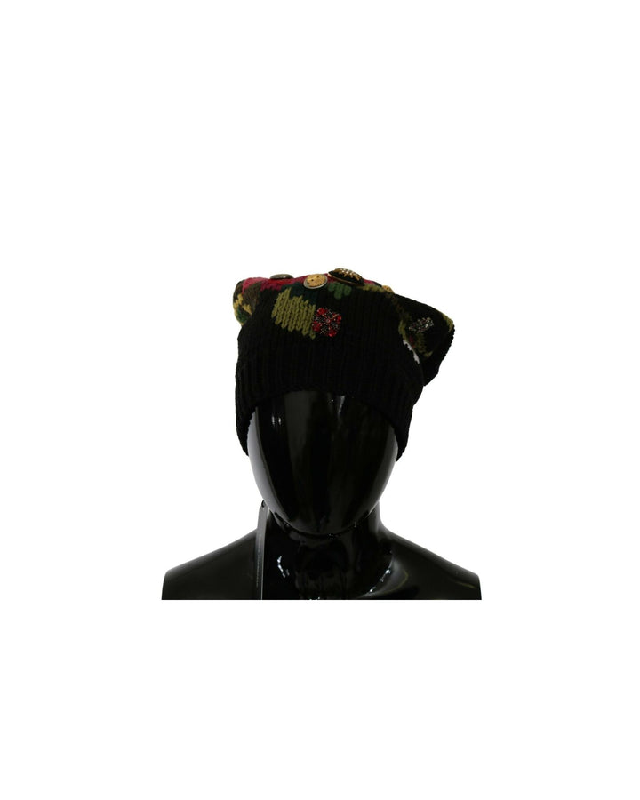 Floral Knitted Wool Beanie by Dolce & Gabbana One Size Women