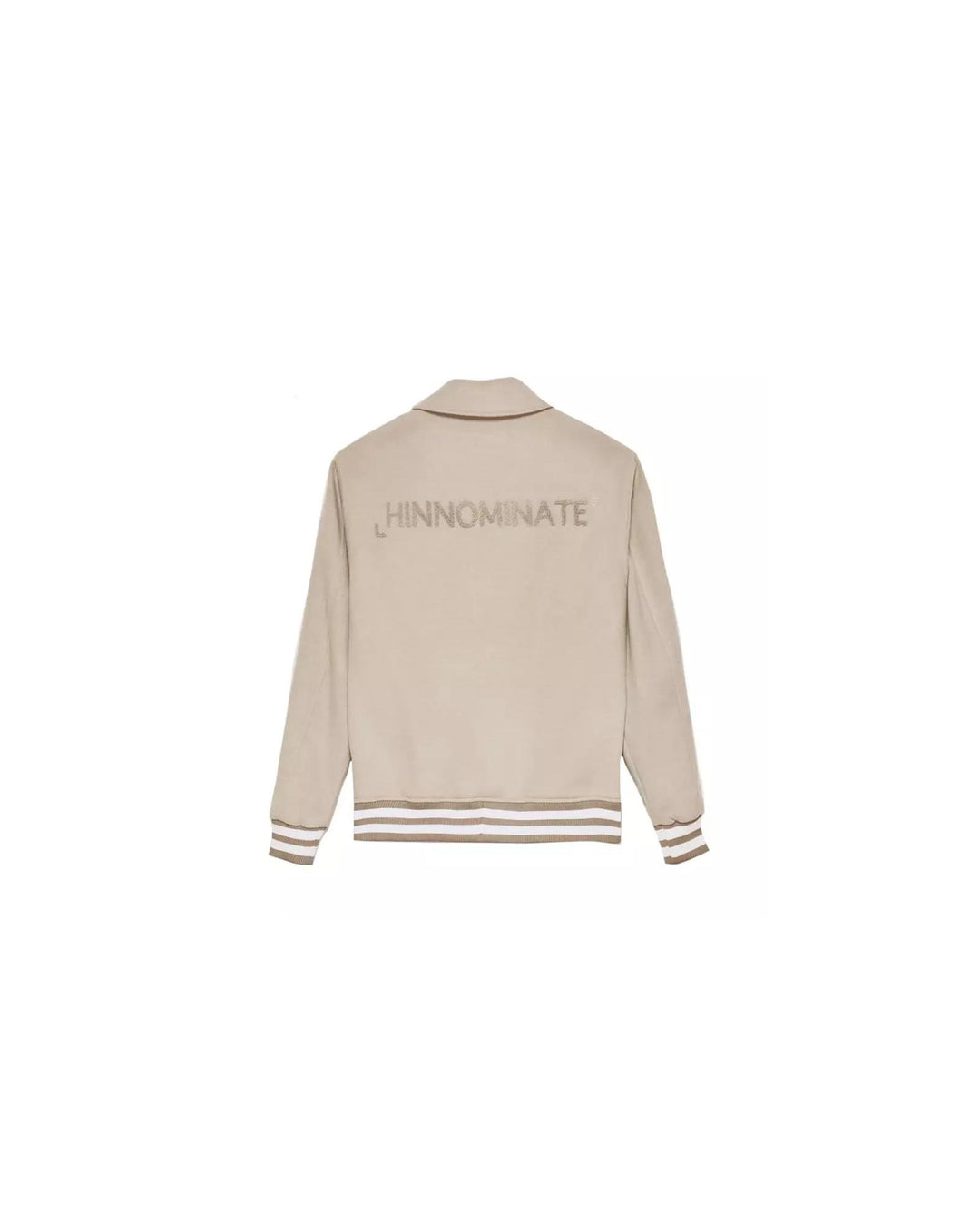 Hazelnut Beige Collegial Bomber Jacket with Embossed Logo L Women