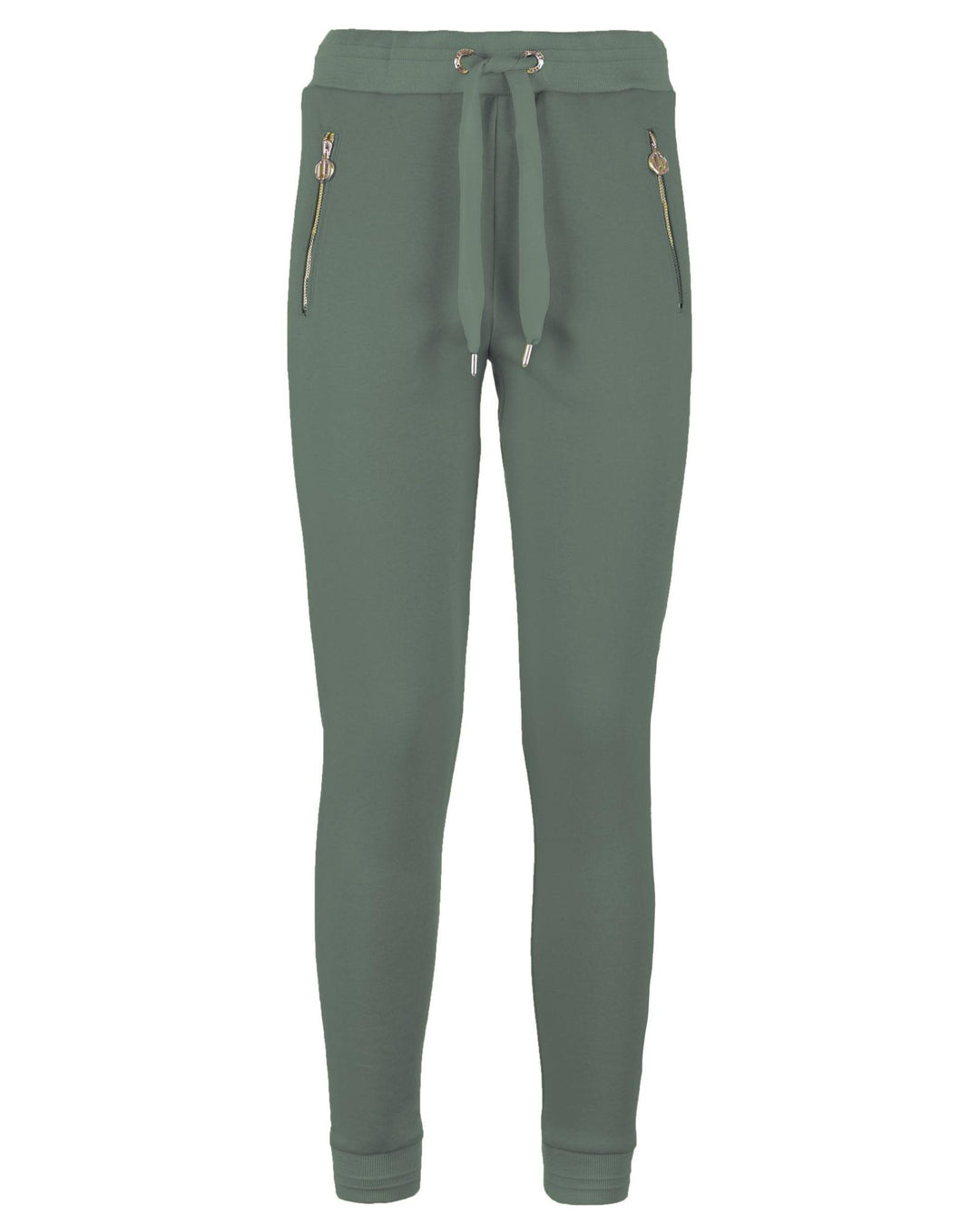 Stretch Cotton Sweatpants with Side Zip Pockets and Brass Logo Detail XS Women