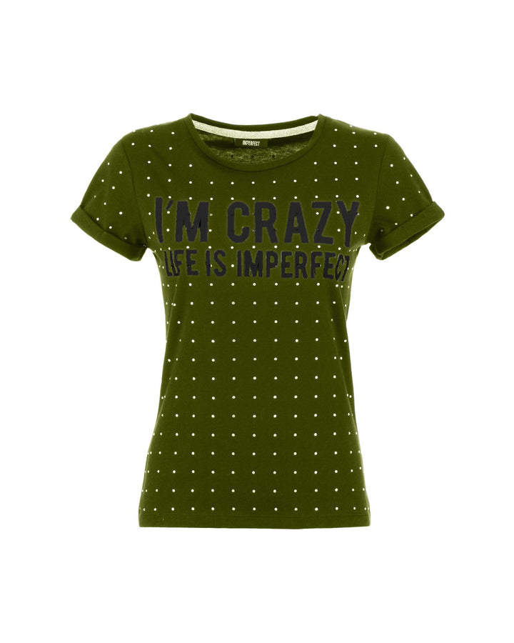 Green Army Strass Embellished T-Shirt XS Women