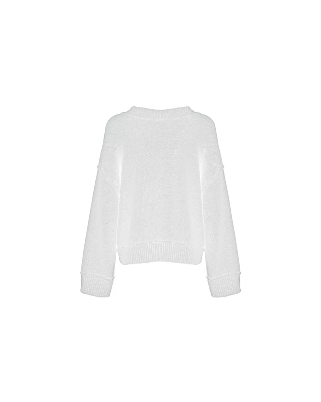 Wool Blend V-Neck Sweater with Ribbed Accents S Women