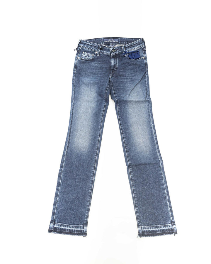 Logo-Embellished Slim Jeans with Fringed Hem W27 US Women