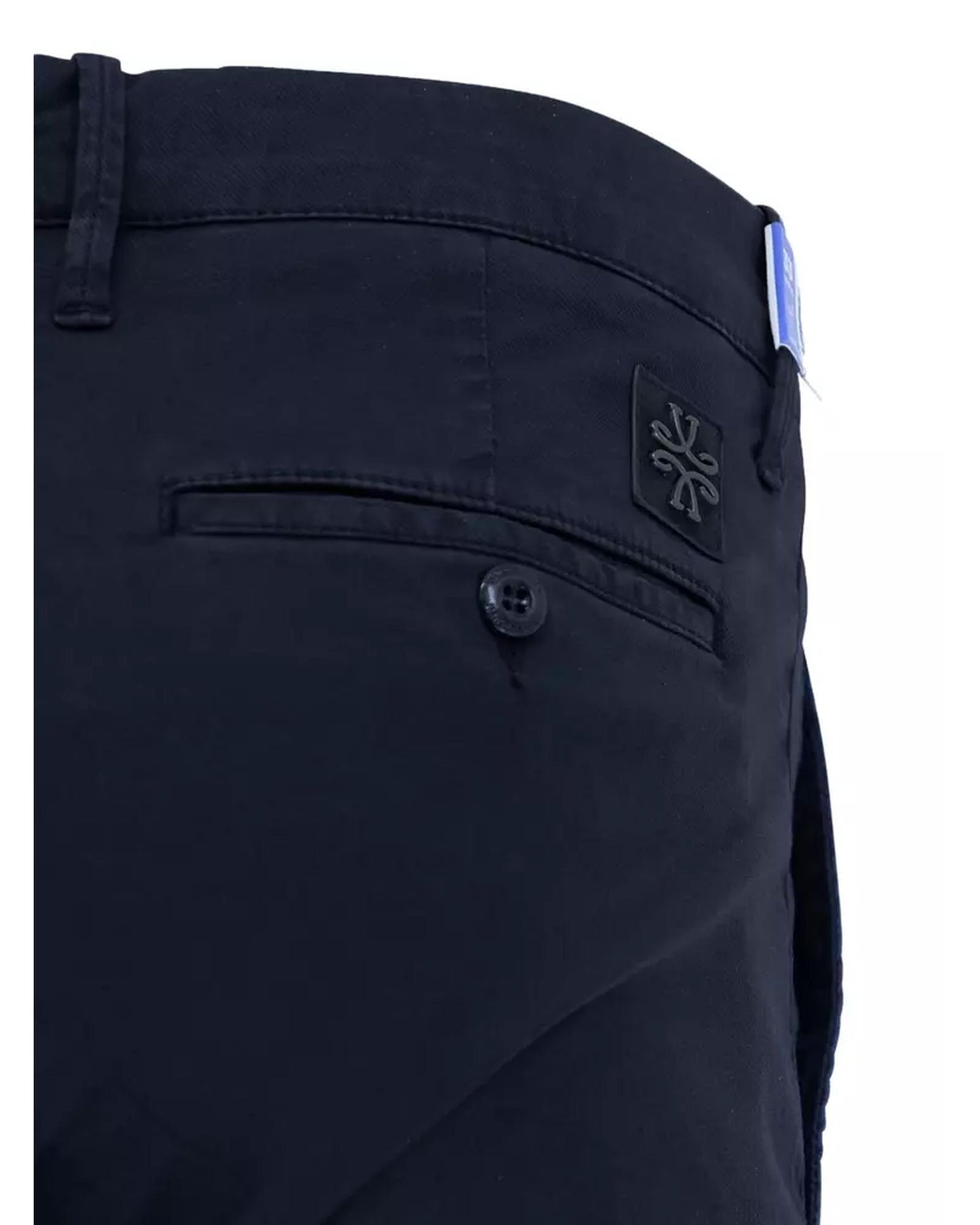 Navy Blue Cotton Chino Pants with Diagonal Pockets and Slim Fit W34 US Men